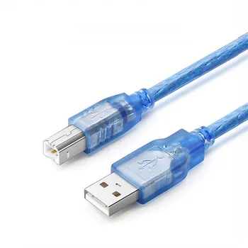 300 adet şeffaf mavi 5FT 10FT 0.5 M/1M/1.5 M/3M USB 2.0 Yazıcı Kablosu Tip A B Erkek Yüksek Hızlı Tarayıcı Veri Kablosu