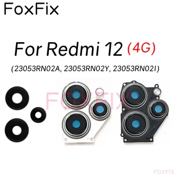 Arka Kamera Lens Xiaomi Redmi için 12 4G Arka Ana Kamera Cam Kapak Çerçeve çerçeve + Flaş Lambası Değiştirme 23053RN02A