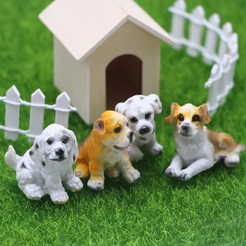 Sevimli Mini Köpek Süs Güzel Karikatür Köpek Yavrusu Reçine Minyatürleri El Sanatları Dollhouse Mikro Peyzaj Ev Masaüstü Süslemeleri