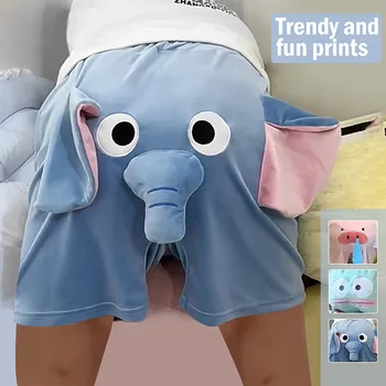 Unisex Loungewear Peluş Şort Komik Karikatür 3D Fil Hayvan Rahat Peluş Salonu Uyku Kısa Pantolon doğum günü hediyesi пичама