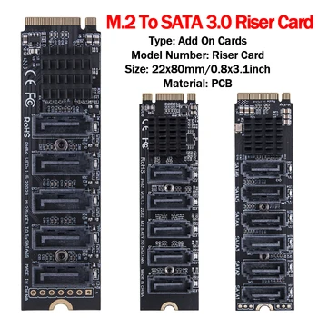Yükseltici Kart M. 2 SATA 3.0 M. 2 M Anahtar PCI-E Genişleme Kartı 5/6 Port SATA3. 0 Adaptör Kartı NVME SATA 6 Gbps Destek PM Fonksiyonu
