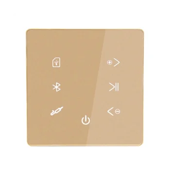 Bluetooth Amplifikatör Duvar USB SD Kart Müzik Paneli Akıllı Ev Arka Plan Ses Sistemi Stereo Otel Restoran için-Altın