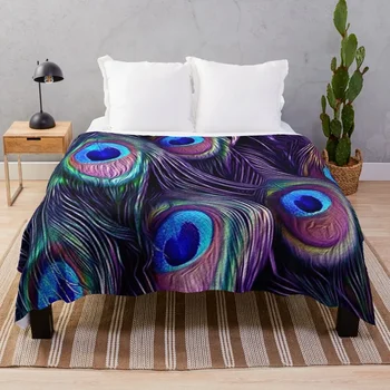 Tavuskuşu Tüyü Atmak Battaniye yatak çarşafları Battaniye Kanepeler Dekorasyon Flanel Battaniye