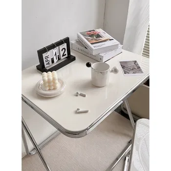 İskandinav tasarımcı şeffaf katlanır masa ev dizüstü online ünlü akrilik basit ıns rüzgar depolama masa ve sandalyeler.