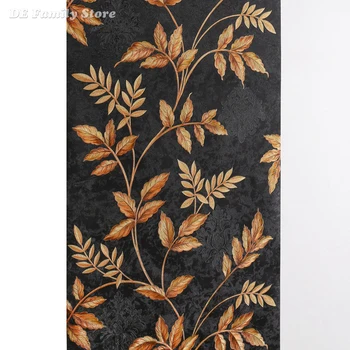 Avrupa Siyah Altın Şam Duvar Kağıdı 3d Kabartmalı Yapraklar Asma Çiçek Duvar duvar kağıdı Duvar Çıkarılabilir Çiçek Duvar Kağıtları Yatak Odası