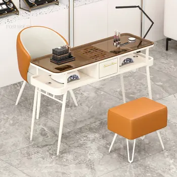 İtalyan Tasarımcı Profesyonel Tırnak Masaları salon mobilyası İskandinav Çift Manikür Masası Güzellik Salonu manikür masası ve Sandalyeler