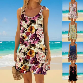 Kadın Plaj Elbise Bikini Beachwear Coverups Rahat Tatil Kısa Yaz Elbiseler Koyu resmi elbiseler Kadınlar için