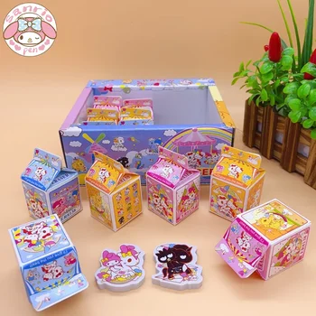Sanrio Yeni Silgi 12/24 adet Yaratıcı Süt Kutusu Modelleme Silgi Sevimli Karikatür çocuk Kalemler Silgi Öğrenci Kauçuk Kutulu Hediyeler