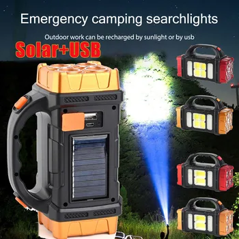 LED USB El Feneri Su Geçirmez Güneş Çalışma ışığı Fener kaymaz 4 İşık Modları Spot Kamp Lambası Gece Balıkçılık Yürüyüş için