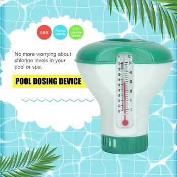 Havuz Dağıtıcı Yeni Yüzen Klor Dağıtıcı Ve Termometre İle Otomatik Dezenfeksiyon Memesi Pompası Yüzme Havuzu Aksesuarları
