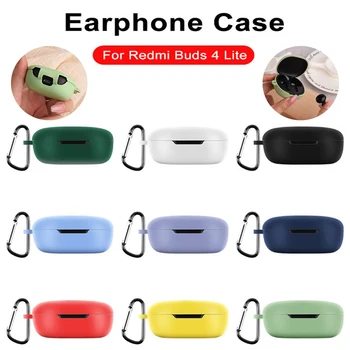 Kulaklık kutusu Redmi için Tomurcukları 4 Lite Koruyucu kablosuz kulaklık Silikon Koruyucu Kılıf Carabiner ile Kulaklık Aksesuarları