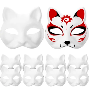 Cadılar bayramı Partisi Maskeleri Beyaz Maskeler Kağıt Maskeleri Boş Kedi Maskesi DIY Dekorasyon için Boş Boyama Masquerade Cosplay Parti