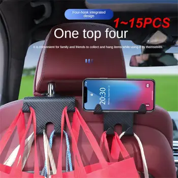 1 ~ 15 ADET Araba Koltuğu Kafalık Kanca Karbon Fiber Cep telefon tutucu otomobil araç Evrensel Tutucu Çanta Çanta Ceket Araba İç