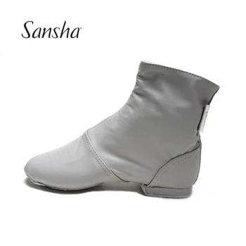 Sansha Unisex Yan Zip Caz Çizme Yüksek Dereceli Deri Süet Bölünmüş Taban Kadın Erkek Kız Modern Dans Ayakkabıları JB6LCO