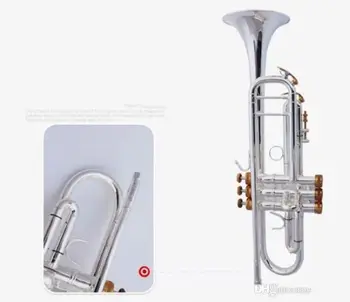 LT180S-37 Trompet Otantik Çift Gümüş Kaplama B Düz Profesyonel Trompet Üst Müzik Aletleri Pirinç Bugle Bb Trumpete ÜCRETSİZ