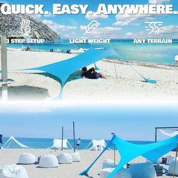 Açık Taşınabilir aile çadırı Plaj Basit Tente Çadır UPF50 Rüzgar Geçirmez UV Koruma Kamp Tente Otlak Güneş Barınak