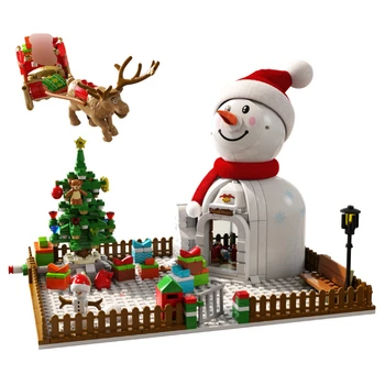Kardan adam Ev Modeli Yapı Tuğla MOC 601156 Noel Noel Baba Kış Kabin Yazlık Süsleme Fikirleri Blokları Oyuncak Noel Hediyesi