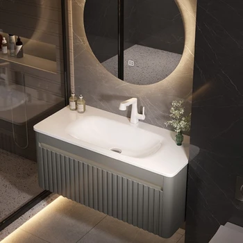 Entegre dolap kombine küçük boyutlu lavabo el yıkama havzası krem rüzgar banyo