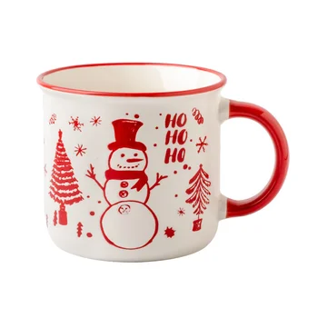 Kawaii Noel Kupa Noel Baba Geyik Figürleri Hediye Ofis Ev İçin Süt Kahve çay bardağı Çiftler Seramik Kupalar
