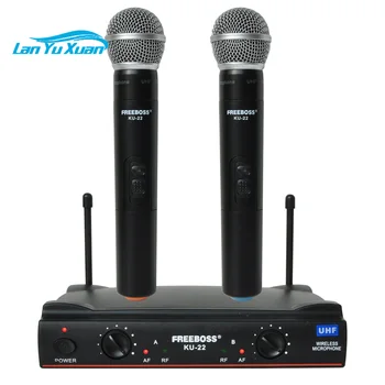 Freeboss KU-22 50M Çalışma Aralığı Çift Kanal 2 El mikrofon verici Profesyonel Karaoke UHF Kablosuz Mikrofon Sistemi