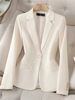 Kadın Blazer Y2k Moda Turn Down Yaka Tek Düğme Ceket Bahar 2024 Yeni Kore Rahat Zarif Ofis Bayanlar Blazers Mont