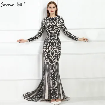 2023 Vintage Uzun Kollu Müslüman Lüks Mermaid Akşam Elbise Boncuk Payetli Zarif Örgün Abiye giyim LA6196