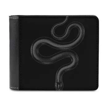 Siyah deri cüzdan erkek cüzdanları Dıy Kişiselleştirilmiş Çanta Babalar Günü Hediyesi Siyah Hayvan Vahşi Uzun Dövme Doğa Sürüngen