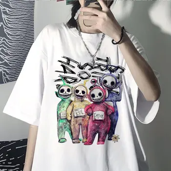 Y2K kadın anime T shirt Yaz Üst Baskılı grafik t shirt Harajuku Kore Giyim Büyük Boy t-shirt emo tee gömlek femme Tops