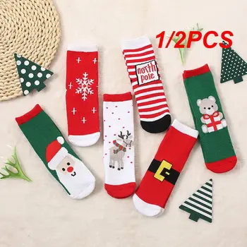 1/2 ADET Noel Çorap Çocuklar Çocuklar için Erkekler Aile Kış Sonbahar sıcak tutan çoraplar Noel Yeni Yıl Çorap Pamuk Noel Baba Çorap