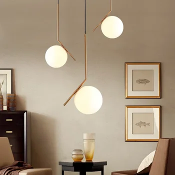 Modern cam kolye ışıkları İskandinav Minimalist Flos IC asılı lamba yatak odası oturma odası dekor kolye lambaları Led aydınlatma armatürleri