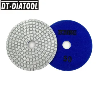 DT-DIATOOL #50 10 adet/takım 100mm Elmas Reçine Bond Parlatma Pedleri Üstün Kalite Mermer Granit Zımpara Diskleri 4 inç