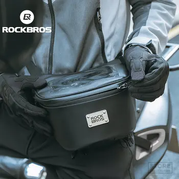 ROCKBROS Motosiklet Çantası Ön Saklama Telefon Dokunmatik Ekran Bel 2L Büyük Kapasiteli yağmur kılıfı Gidon bisiklet aksesuarı