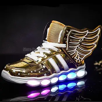 Boyutu 25-37 Çocuk Usb Şarj Aydınlık Erkek kaymaz Çocuk aşınmaya dayanıklı Parlayan Sneakers Kız led ışıklı ayakkabı
