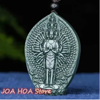 Yeni Doğal Hetian Yeşim Bin elli Avalokitesvara Kolye Giyen Zincir Jasper Kolye Butik Boyun Hewelry Güzel Takı