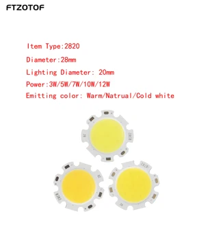 FTZOTOF COB 9v-40v Dc LED ışık Kaynağı 28x20mm Çip LED Spot Sıcak / Soğuk Beyaz 3W 5W 7W 10W 12W Downlight Parça Ampul Dıy Lamba