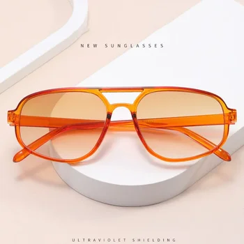 Retro Çift Kiriş Güneş Gözlüğü Kadın Erkek 2023 Moda Düzensiz güneş gözlüğü Erkek Kadın Marka Tasarımcısı Sürüş Gözlük gafas
