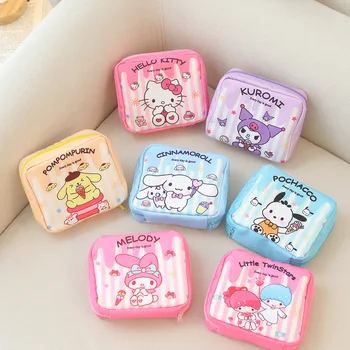 Kuromi Sanrio Hello Kitty temizlik peçeteleri saklama çantası Kızlar Melodi Cinnamoroll bozuk para cüzdanı Çocuklar Taşınabilir Kozmetik Çantası Kadın Hediyeler