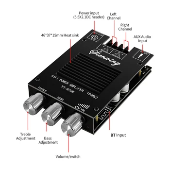 YS-XPSM ses güç amplifikatörü devre kartı modülü 150Wx2 TDA7498E güç amplifikatörü kurulu Bluetooth uyumlu 5.0 çift kanallı ısı emici