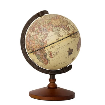 22cm Dünya Küre Dünya Haritası İngilizce Retro Ahşap Taban Toprak Enstrüman Coğrafya Eğitimi Küre Masası dekorasyon mobilyası