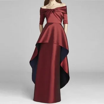 Anne Gelin Elbiseler 2023 A-Line Kapalı Omuz Düğün Konuk Törenlerinde Pleats Elbise Kadınlar İçin Düğün Parti Akşam Elbise