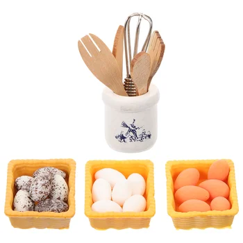 1 Takım Minyatür Mutfak Kalıp Mini Mutfak Gereçleri Dekoratif Yumurta Modeli Minyatür Ev Süsleme