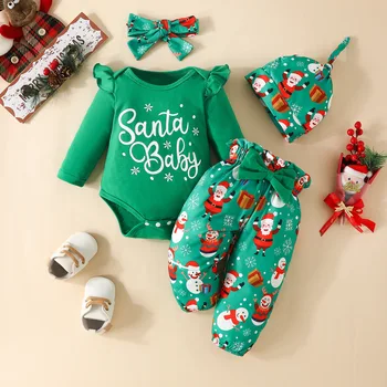 2024 Noel Pjs Toplulukları Enfant Tenue Noel Pijamas De Navidad Erkek Bebek Kapalı Sonbahar Giysileri Çocuklar İçin