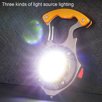 Kullanışlı Mini ışık şarj edilebilir şişe açacağı hayatta kalma çekiç süper parlak LED Anahtarlık el feneri