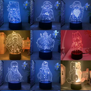 Danganronpa Kokichi Oma Nagito Komaeda 3d Led yatak odası için lamba gece ışıkları Anime figürü Uyuz Avatar odası dekor çocuk Hediye