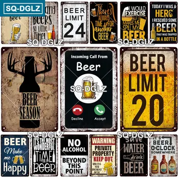 [SQ-DGLZ] Vintage Bira Limit Bar Metal İşareti Alkol Plak Tabela Plaka Duvar Dekor Ev Restoran Kulübü İçecek sanat posterleri