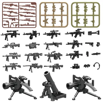 WW2 Askeri Figürler Silah Aksesuarları Yapı Taşları Mini Harç Makineli Tüfek Modeli Çocuk Oyuncakları Doğum Günü Hediyeleri