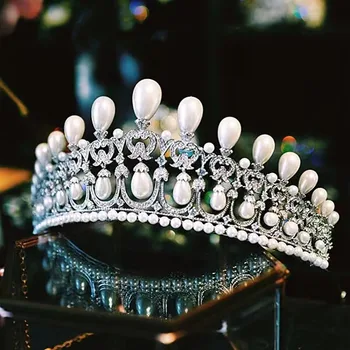 Gelin Yuvarlak Tiaras ve Taç Kristal Düğün Başlığı Vintage Kraliyet Kraliçe Kadınlar Pageant Balo Rhinestone Saç Takı Aksesuar