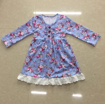 Gemi hazır Bebek Kız Dantel Elbise Çocuk Butik Çiçek Moda Giyim Toddler Kız Fırfır Elbise Önlüklü HİÇBİR ADEDI