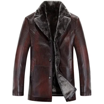 Erkek deri ceketler Yeni varış Kış marka artı Kadife kalın Sıcak Motosiklet Iş Rahat Erkek deri ceketler mont