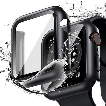 Temperli Cam + kapak Apple için İzle Aksesuarları 41mm 45mm 44mm 40mm 42mm Ekran Koruyucu Apple İzle Vaka Serisi 9 4 5 6 SE 7 8